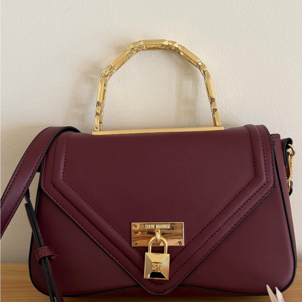 Steve Madden Burgundy Structured Crossbody Bag